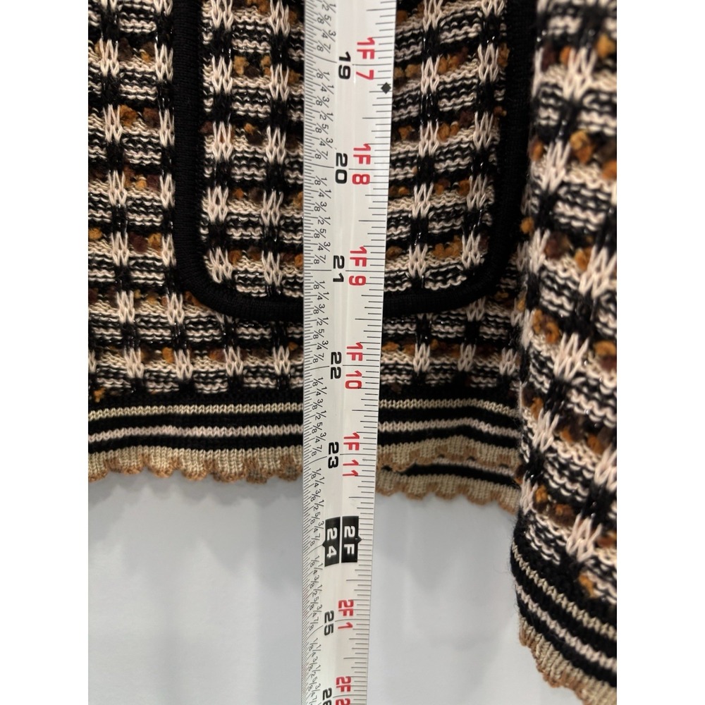 NEW Ava Golf Italy Tweed Wool Metallic Button Cardigan 3X Black Gold Old Money - Picture 8 of 8